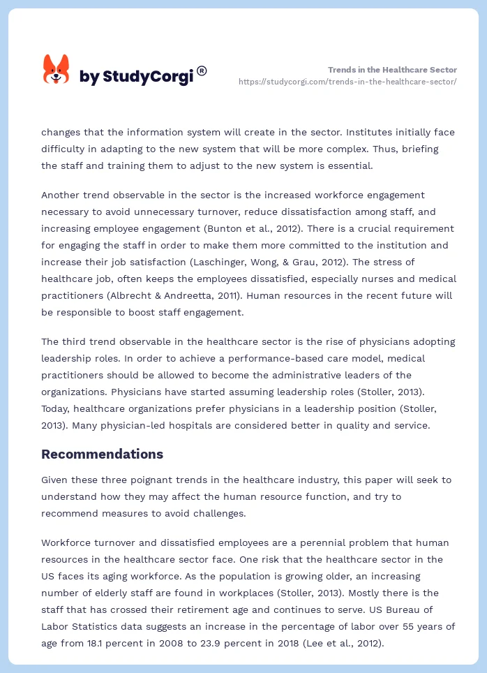Trends in the Healthcare Sector. Page 2