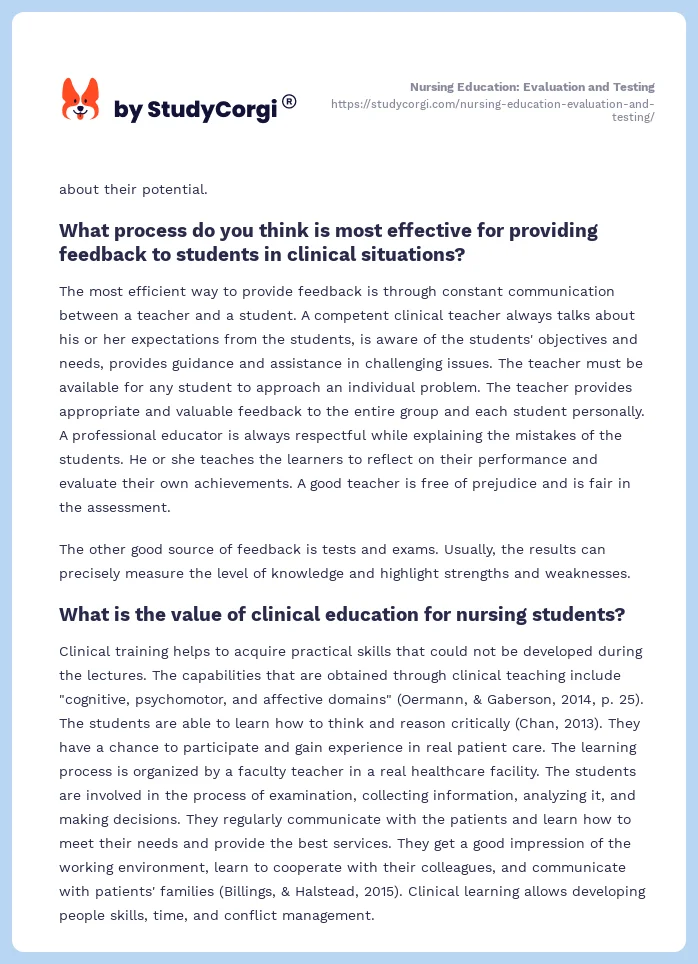 Nursing Education: Evaluation and Testing. Page 2