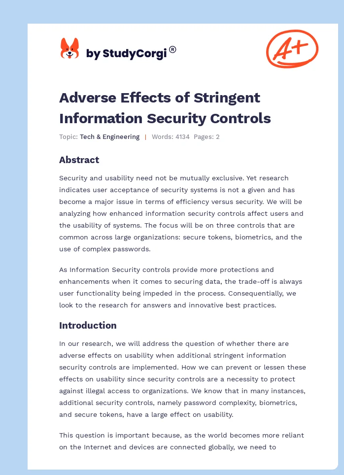 Adverse Effects of Stringent Information Security Controls. Page 1
