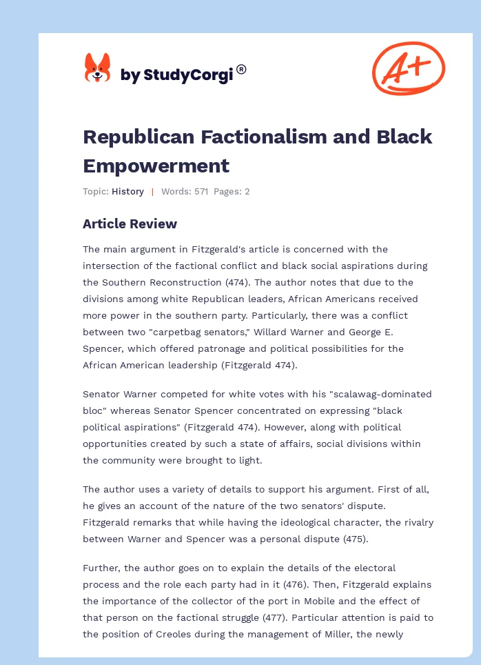 Republican Factionalism and Black Empowerment. Page 1