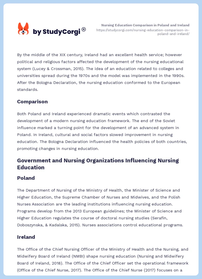 Nursing Education Comparison in Poland and Ireland. Page 2