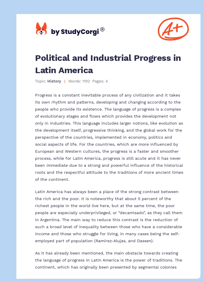 Political and Industrial Progress in Latin America. Page 1