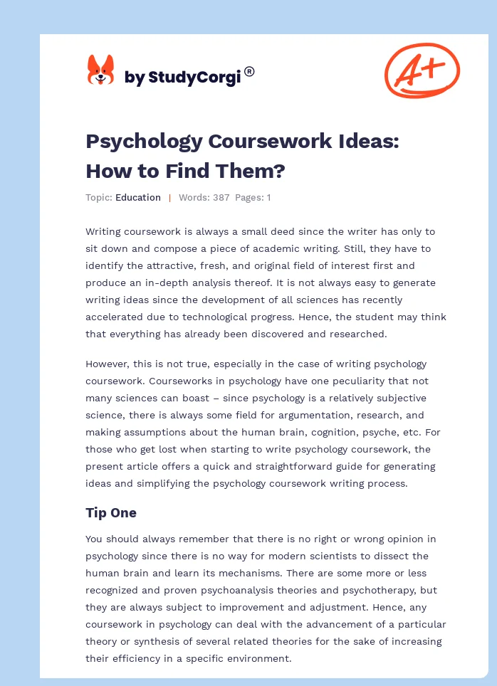 Psychology Coursework Ideas: How to Find Them?. Page 1