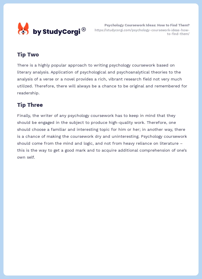 Psychology Coursework Ideas: How to Find Them?. Page 2