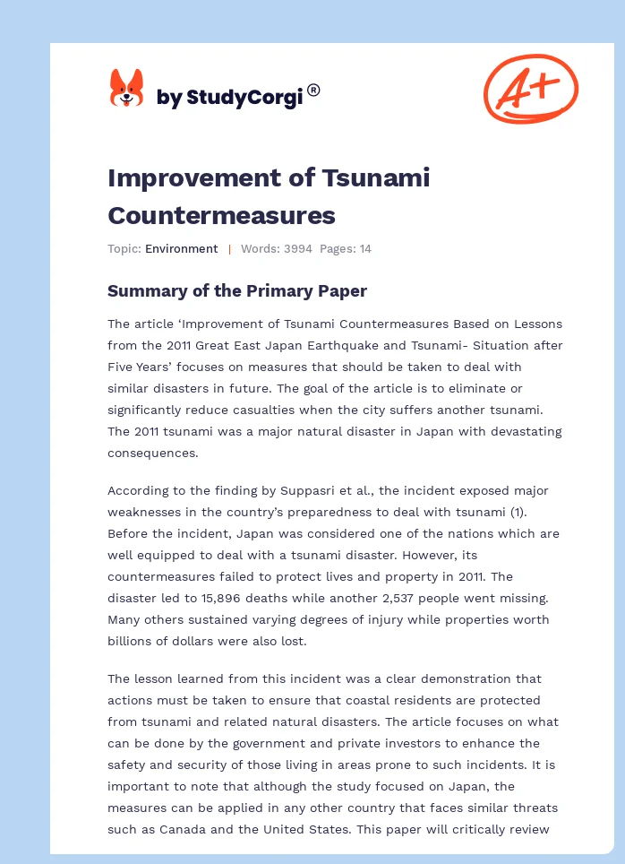 Improvement of Tsunami Countermeasures. Page 1