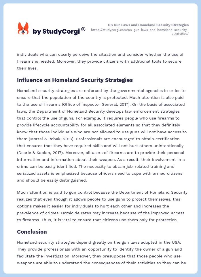 US Gun Laws and Homeland Security Strategies. Page 2