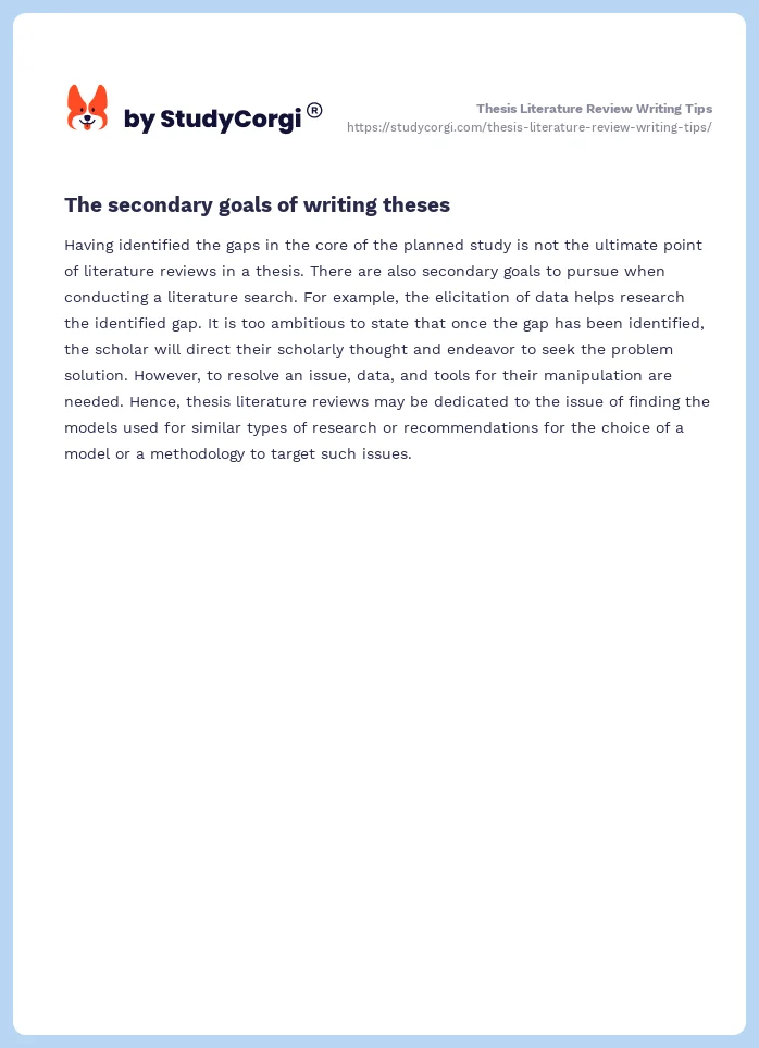 Thesis Literature Review Writing Tips. Page 2