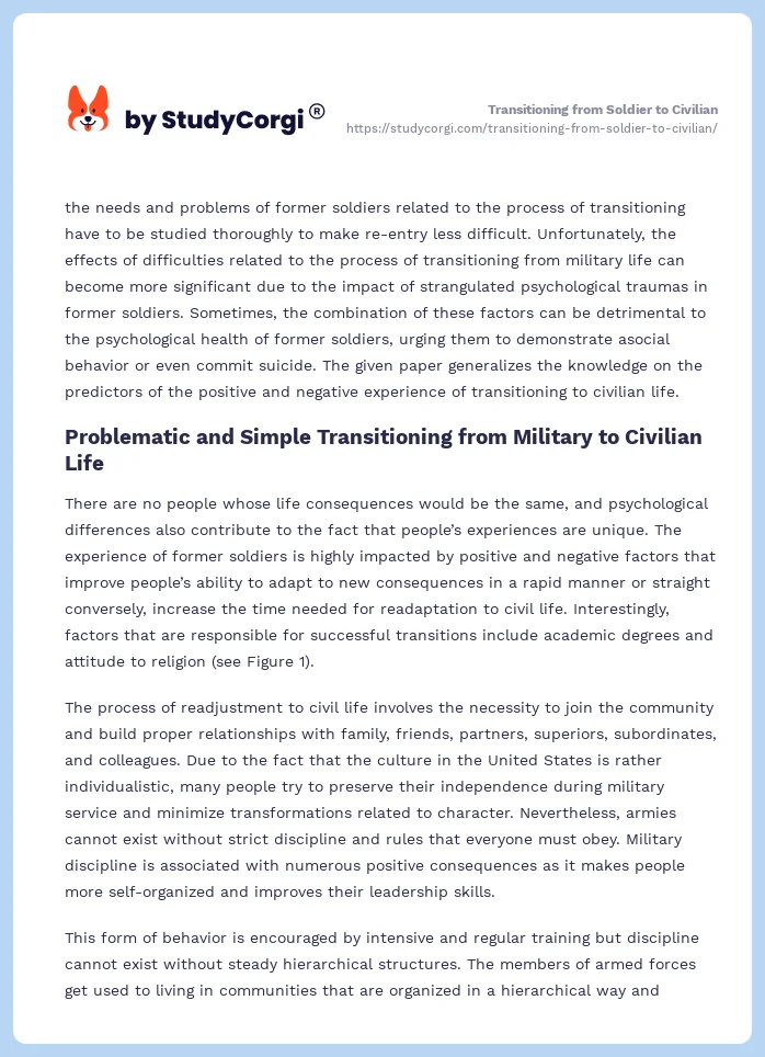 Transitioning from Soldier to Civilian. Page 2