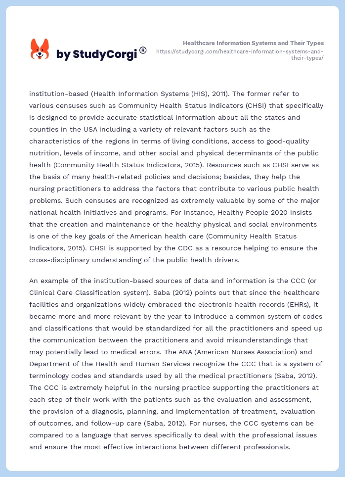 Healthcare Information Systems and Their Types. Page 2