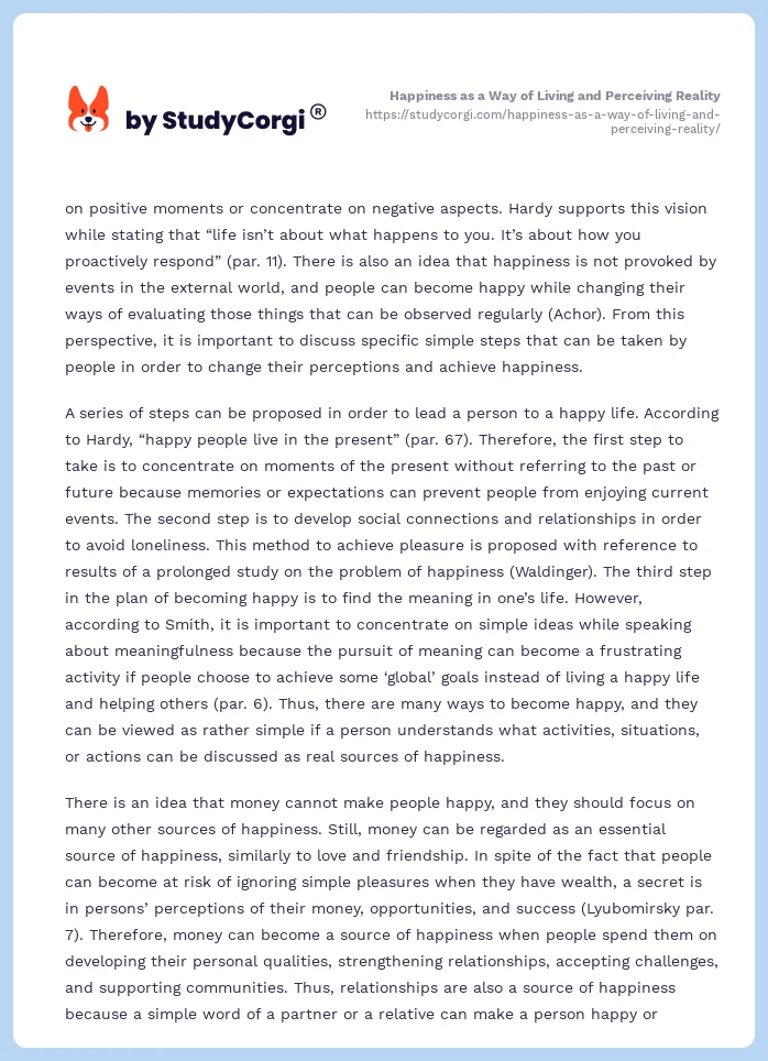 Happiness as a Way of Living and Perceiving Reality. Page 2