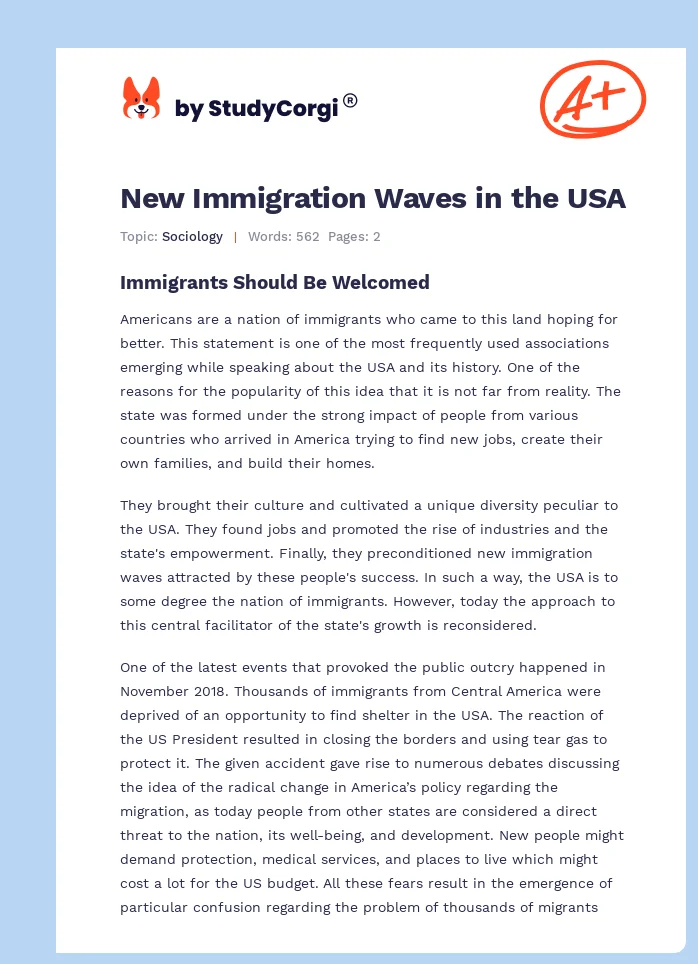 New Immigration Waves in the USA. Page 1