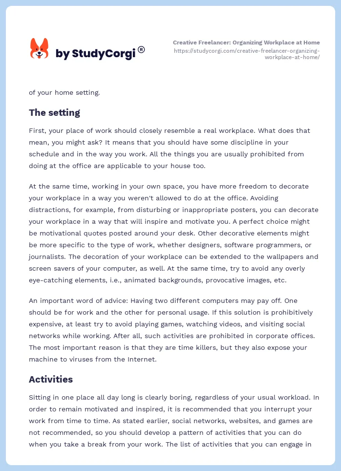 Creative Freelancer: Organizing Workplace at Home. Page 2