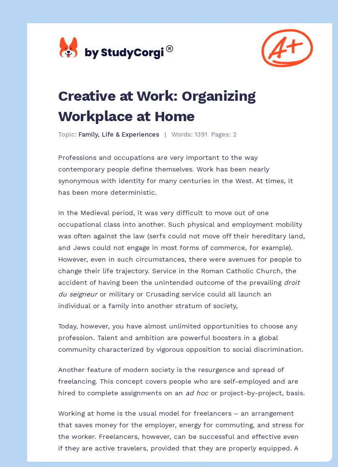 Creative at Work: Organizing Workplace at Home. Page 1