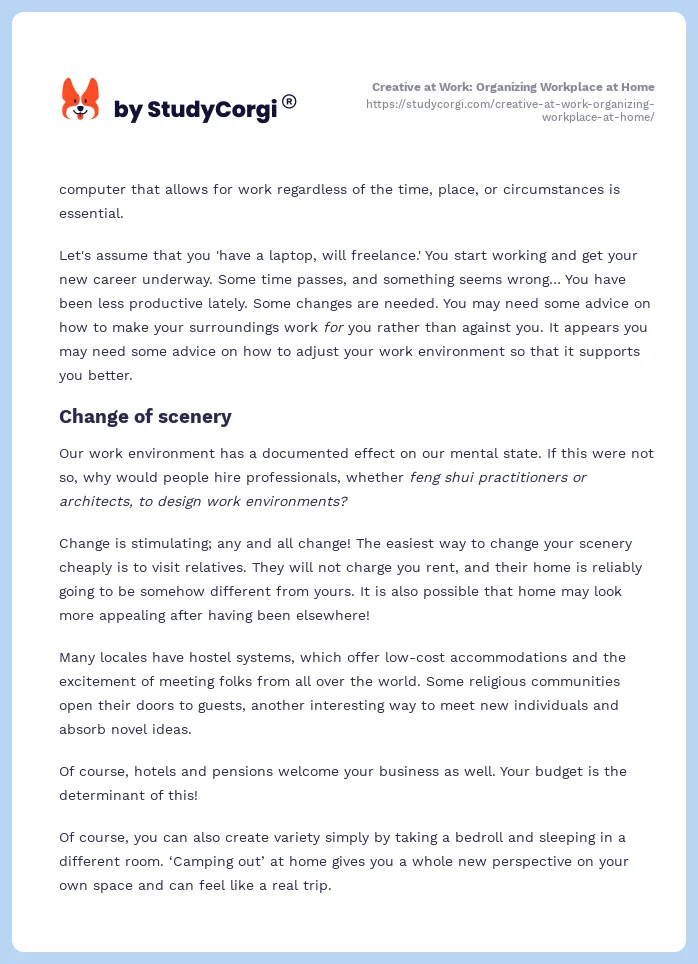 Creative at Work: Organizing Workplace at Home. Page 2