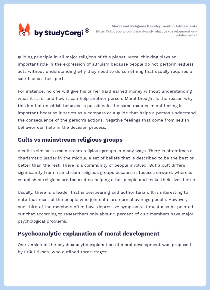 Moral and Religious Development in Adolescents. Page 2