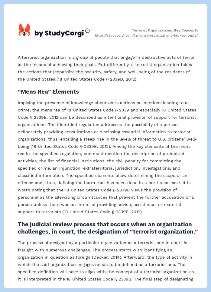 Terrorist Organizations: Key Concepts. Page 2