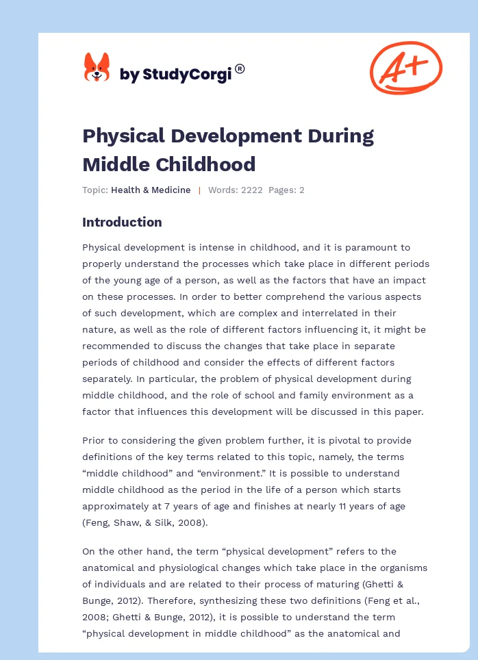 Physical Development During Middle Childhood. Page 1