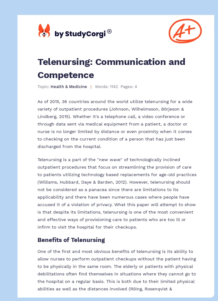 Telenursing: Communication and Competence. Page 1