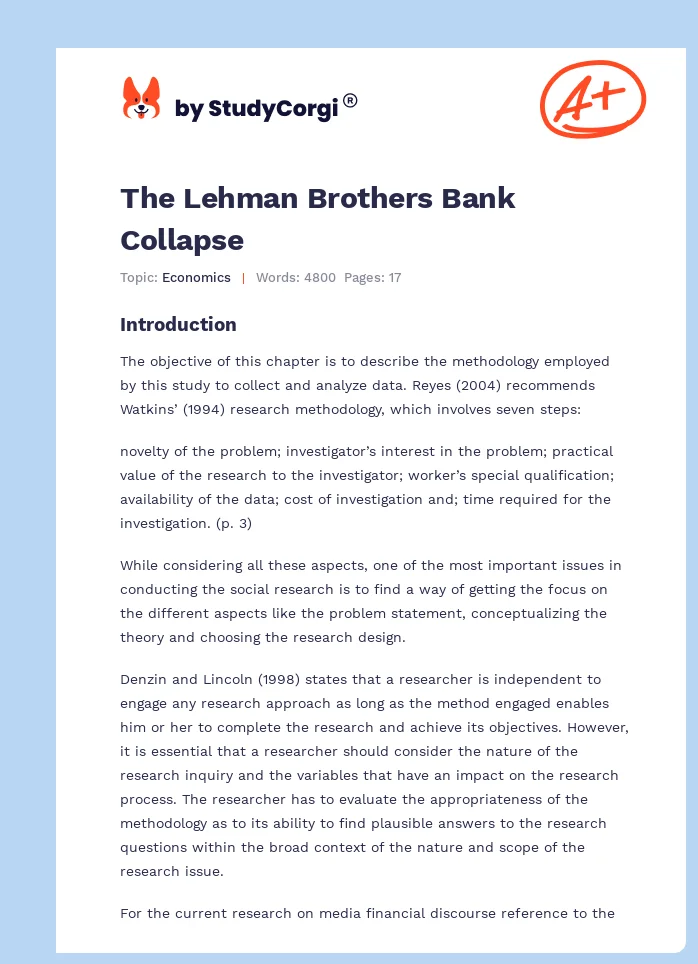 The Lehman Brothers Bank Collapse. Page 1