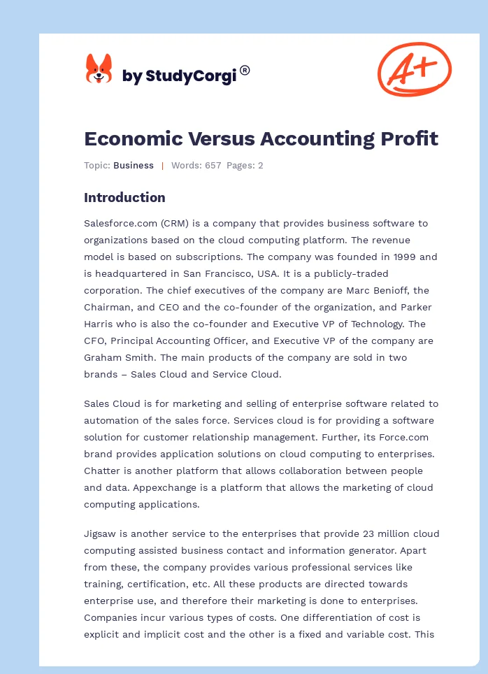 Economic Versus Accounting Profit. Page 1