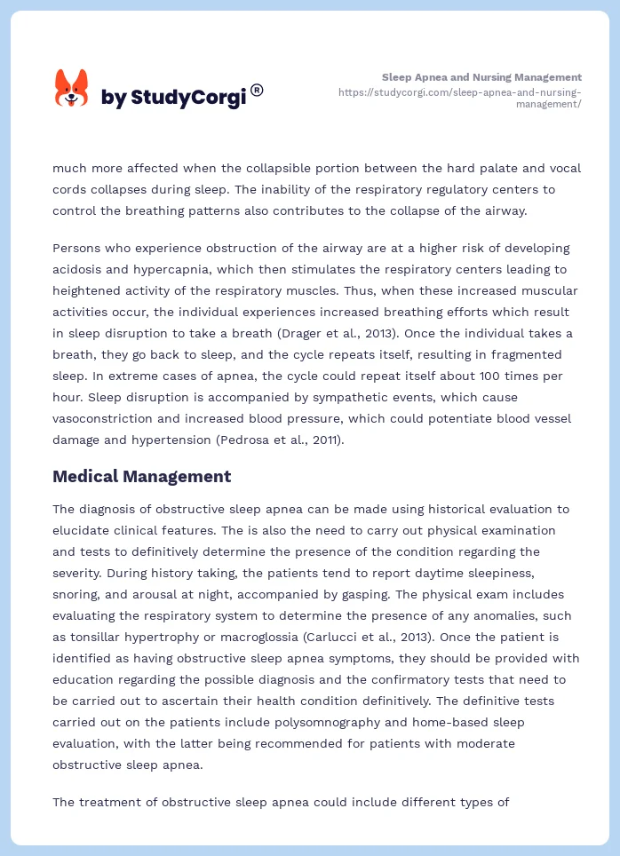 Sleep Apnea and Nursing Management. Page 2