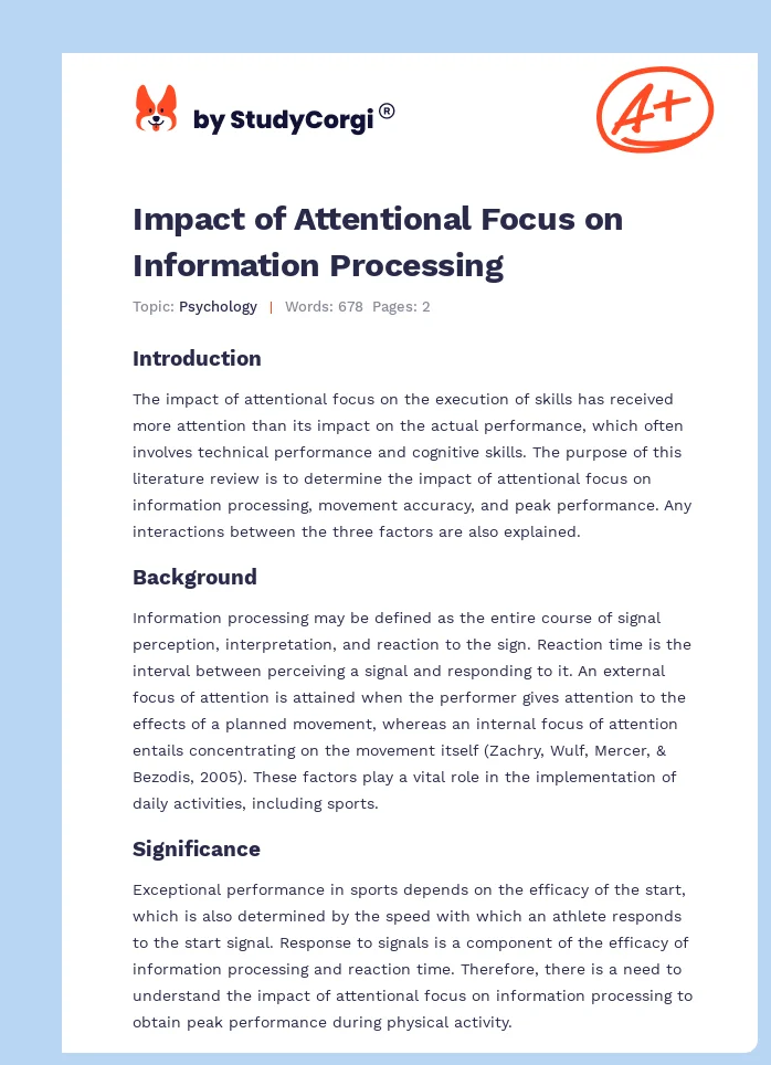 Impact of Attentional Focus on Information Processing. Page 1