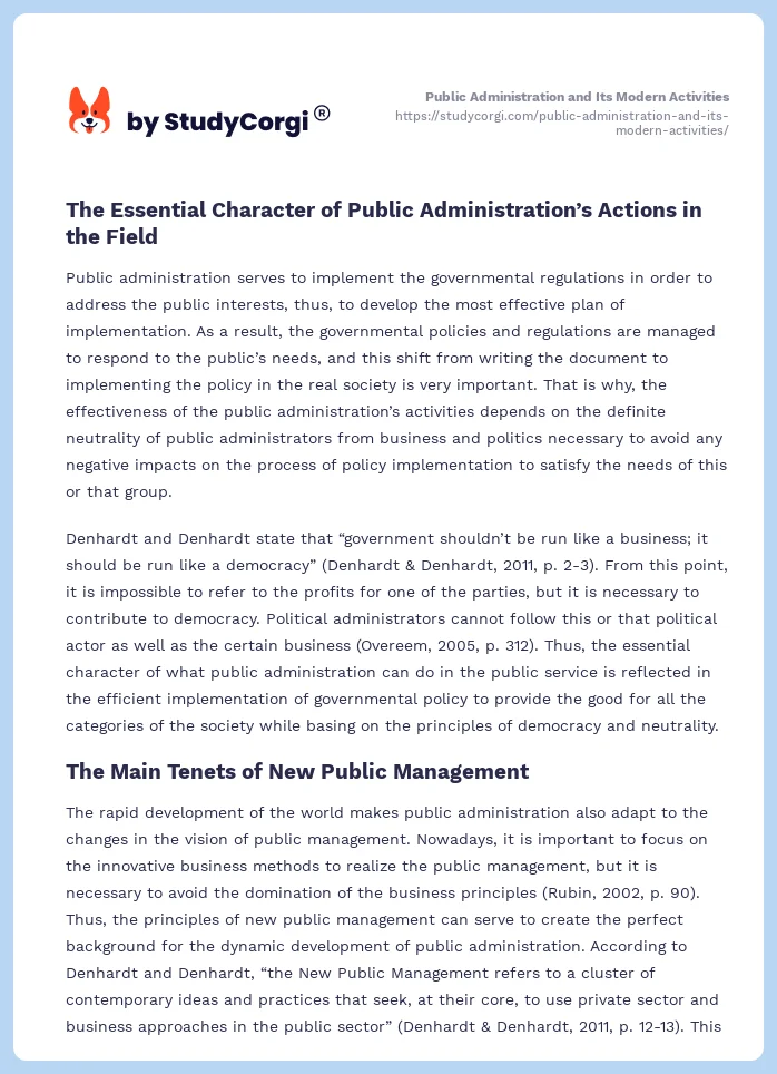 Public Administration and Its Modern Activities. Page 2