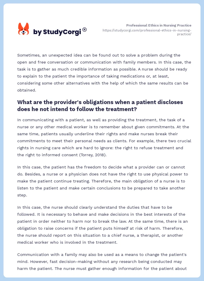 Professional Ethics in Nursing Practice. Page 2