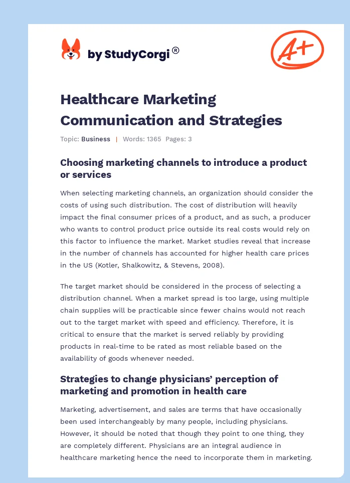 Healthcare Marketing Communication and Strategies. Page 1