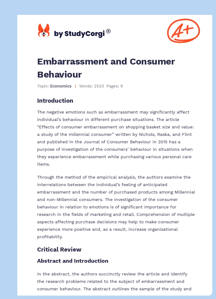 Embarrassment and Consumer Behaviour. Page 1