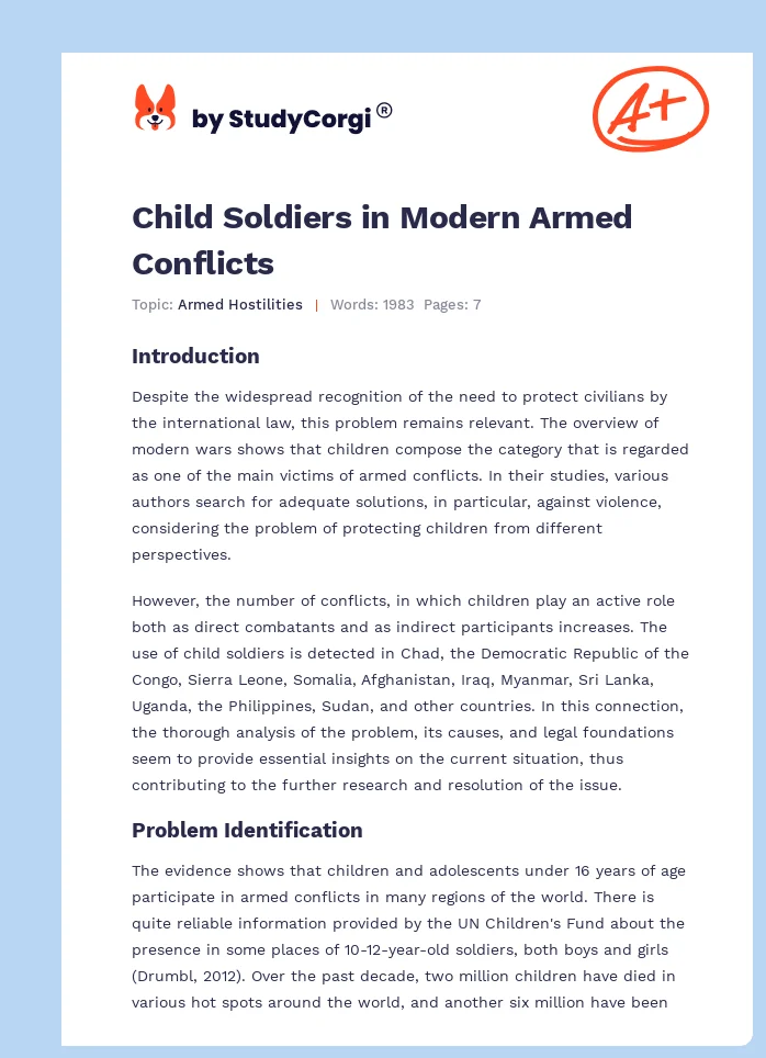 Child Soldiers in Modern Armed Conflicts. Page 1
