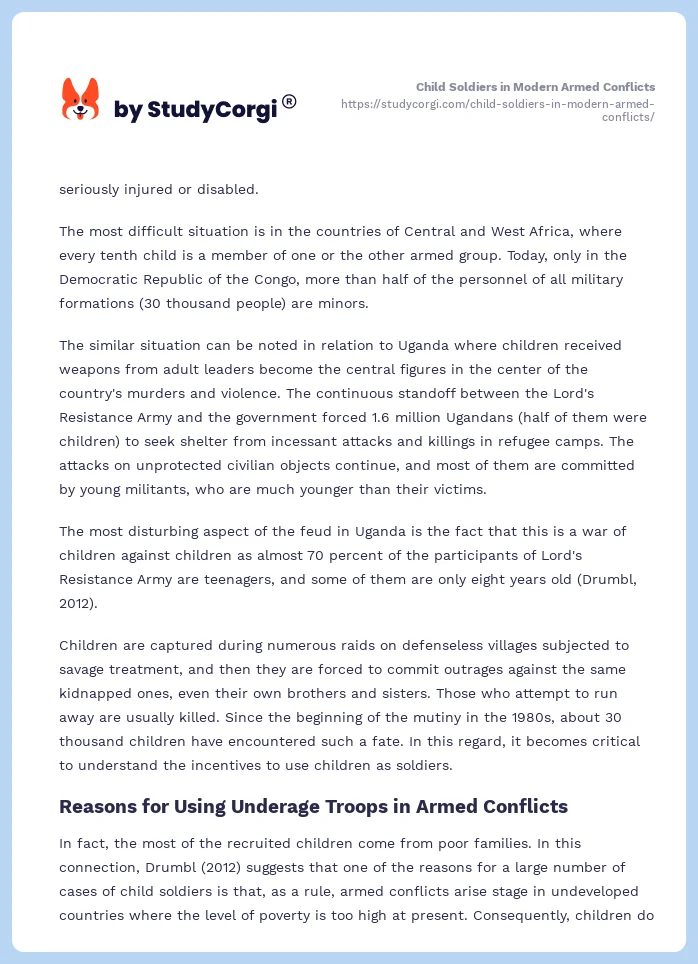 Child Soldiers in Modern Armed Conflicts. Page 2