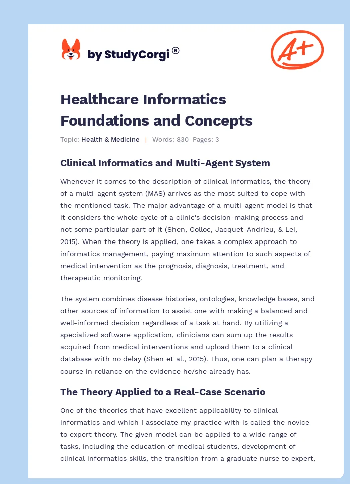 Healthcare Informatics Foundations and Concepts. Page 1
