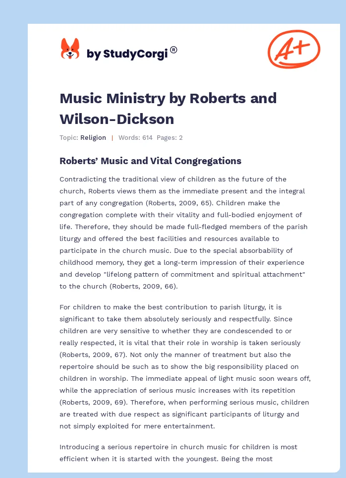Music Ministry by Roberts and Wilson-Dickson. Page 1