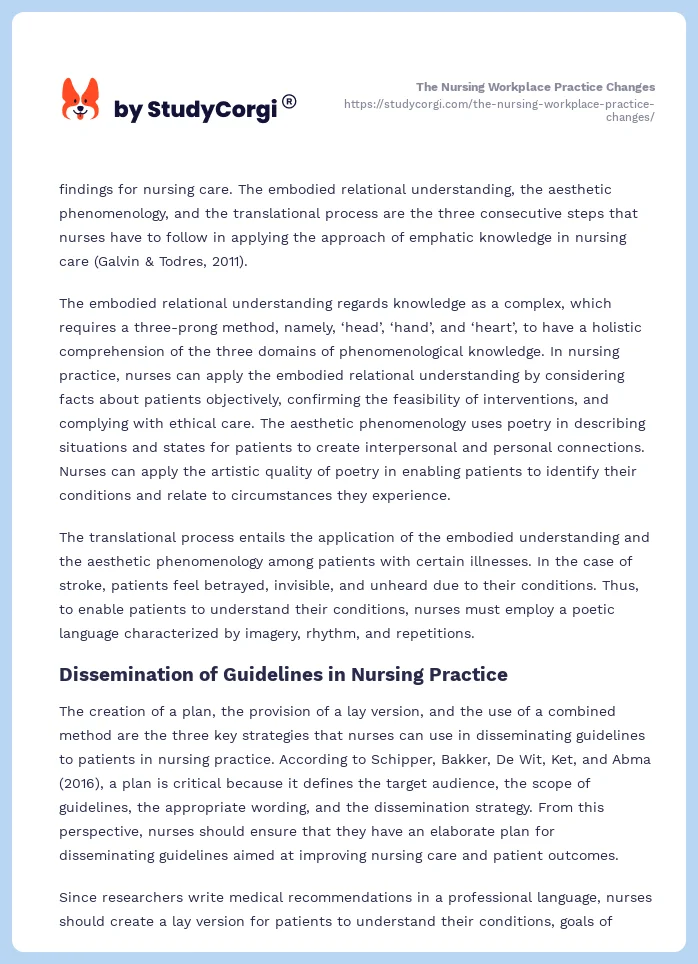 The Nursing Workplace Practice Changes. Page 2