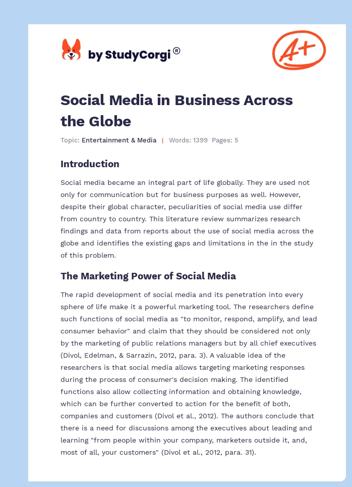 Social Media in Business Across the Globe. Page 1
