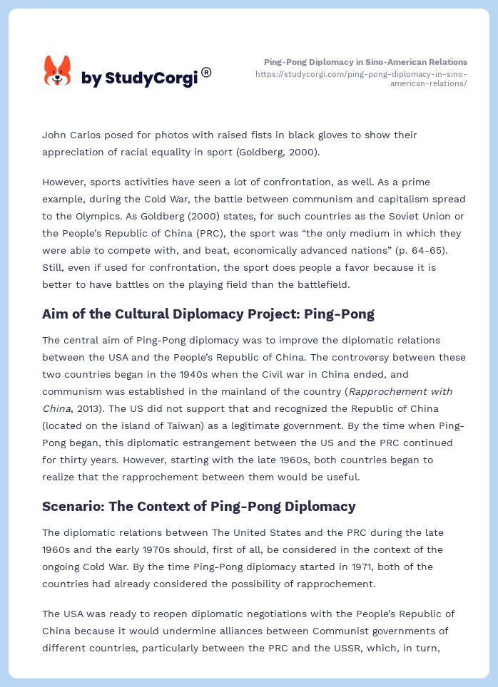 Ping-Pong Diplomacy in Sino-American Relations. Page 2