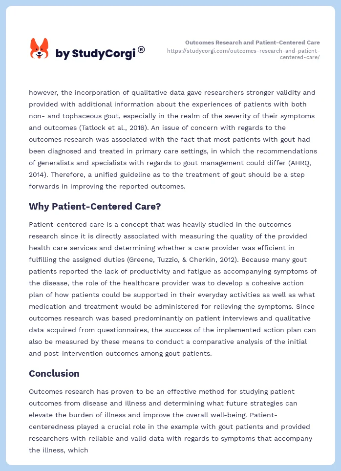 Outcomes Research and Patient-Centered Care. Page 2