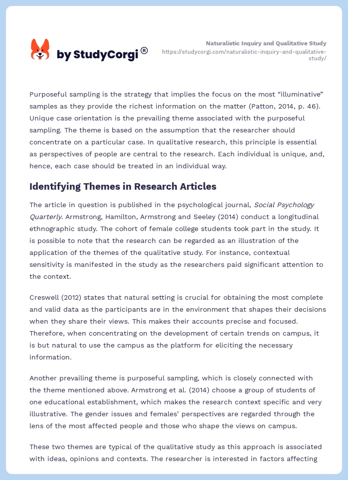 Naturalistic Inquiry and Qualitative Study. Page 2