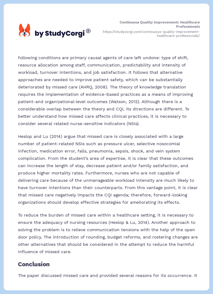 Continuous Quality Improvement: Healthcare Professionals. Page 2