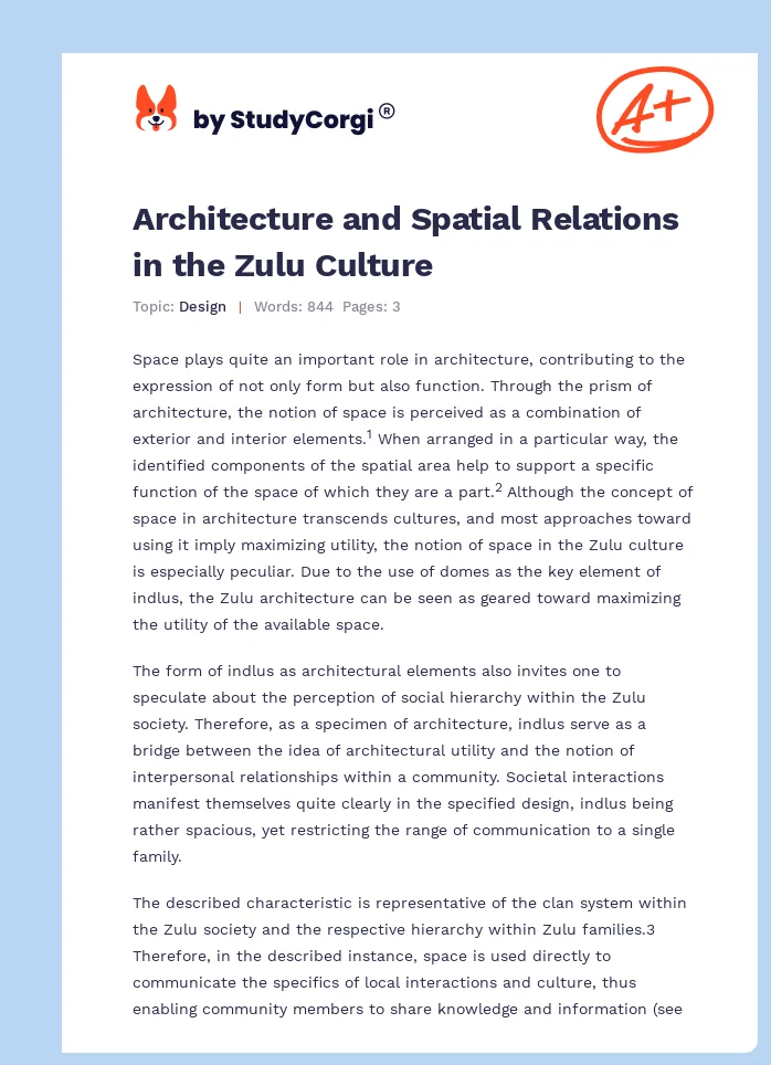 Architecture and Spatial Relations in the Zulu Culture. Page 1