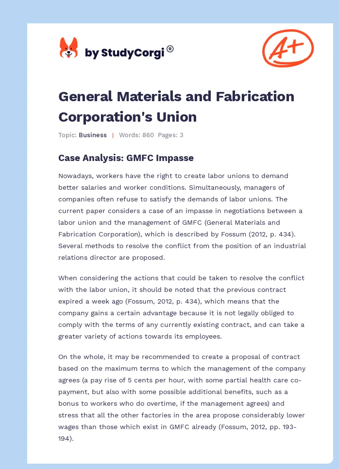 General Materials and Fabrication Corporation's Union. Page 1