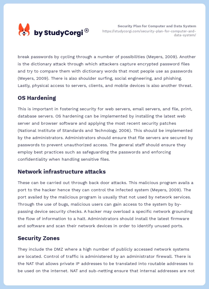 Security Plan for Computer and Data System. Page 2