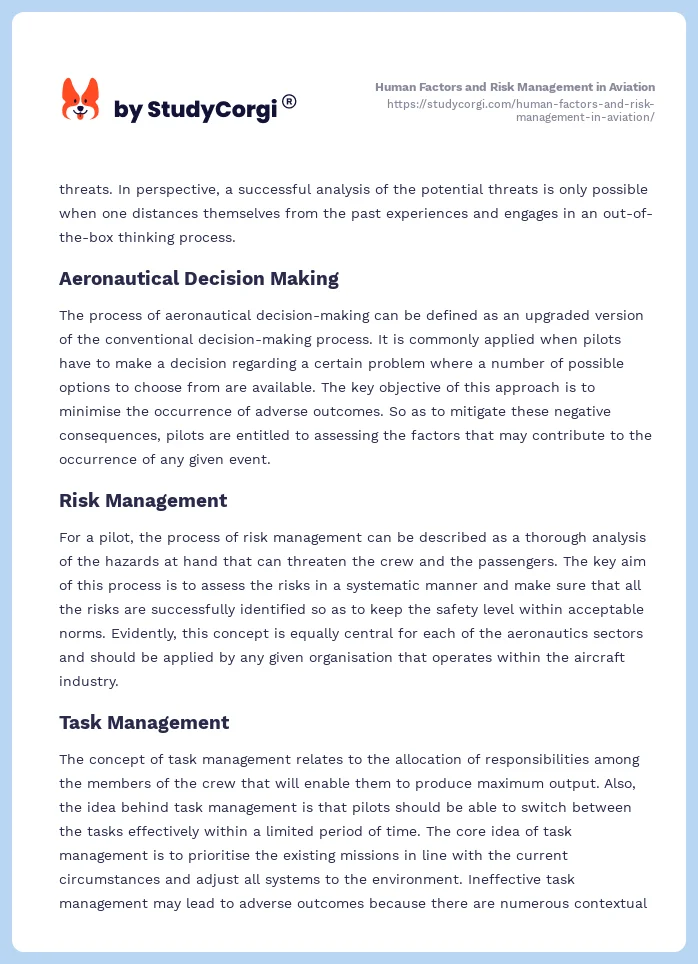 Human Factors and Risk Management in Aviation. Page 2
