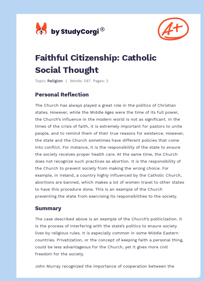 Faithful Citizenship: Catholic Social Thought. Page 1