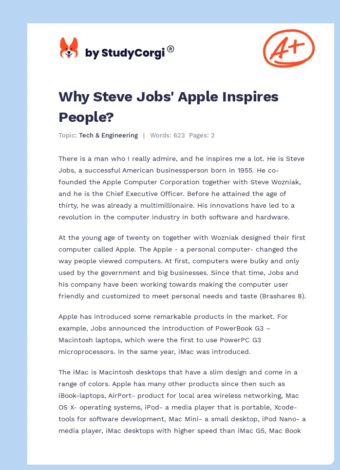 Why Steve Jobs' Apple Inspires People?. Page 1