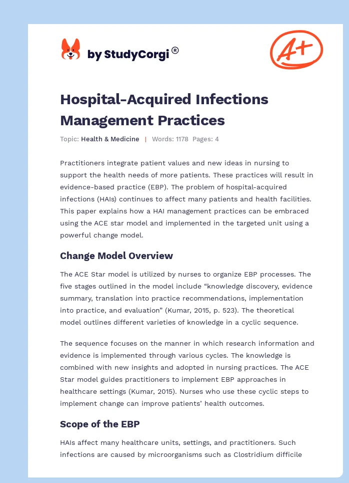 Hospital-Acquired Infections Management Practices. Page 1
