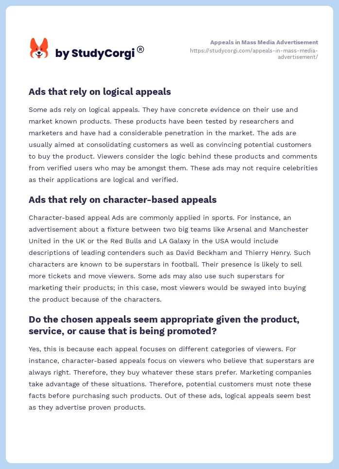 Appeals in Mass Media Advertisement. Page 2