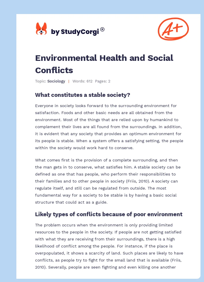 Environmental Health and Social Conflicts. Page 1