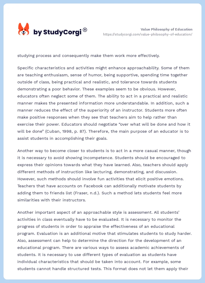 Value Philosophy of Education. Page 2